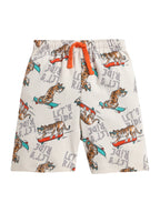 Boys Tiger Skateboard Print Cotton Pajama Set “ T-Shirt & Shorts Nightwear
