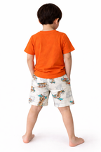 Boys Tiger Skateboard Print Cotton Pajama Set “ T-Shirt & Shorts Nightwear