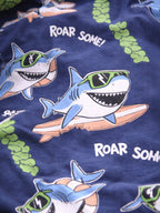 Boys Œawesome” Shark Print Cotton Pajama Set “ T-Shirt & Shorts Nightwear