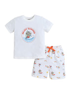 Boys Œenjoy Summer” Print Cotton Pajama Set “ T-Shirt & Shorts Nightwear