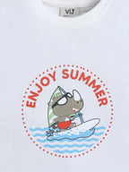 Boys Œenjoy Summer” Print Cotton Pajama Set “ T-Shirt & Shorts Nightwear