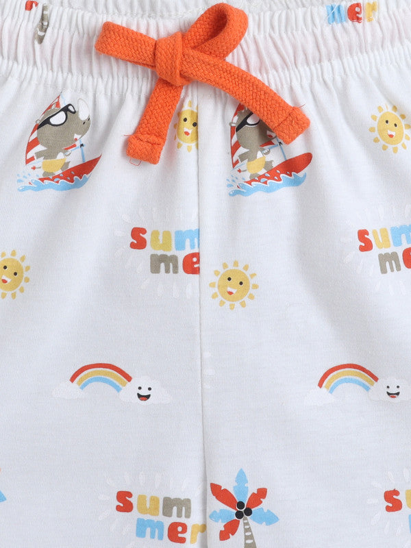 Boys Œenjoy Summer” Print Cotton Pajama Set “ T-Shirt & Shorts Nightwear