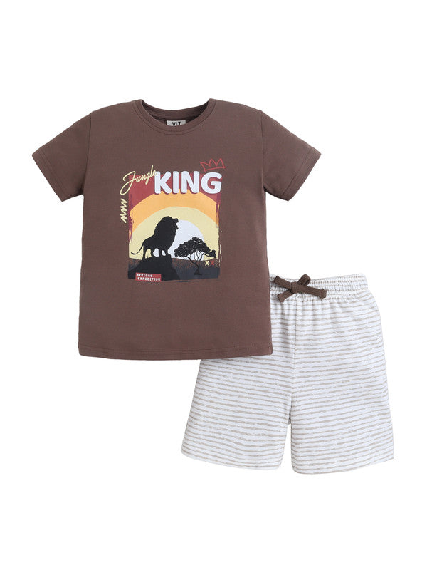 Boys Œking” Graphic Cotton Pajama Set “ T-Shirt & Shorts Nightwear