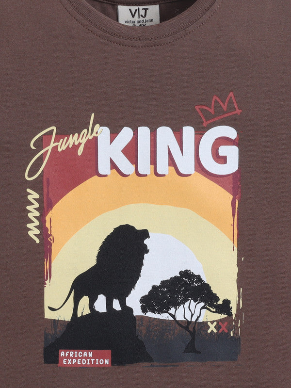 Boys Œking” Graphic Cotton Pajama Set “ T-Shirt & Shorts Nightwear