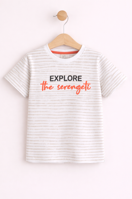 Boys Œexplore The Serengeti” Print Cotton Pajama Set “ T-Shirt & Shorts Nightwear