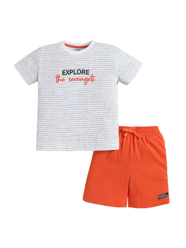 Boys Œexplore The Serengeti” Print Cotton Pajama Set “ T-Shirt & Shorts Nightwear