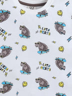 Boys Bear Skate Print Cotton Pajama Set “ T-Shirt & Shorts Nightwear