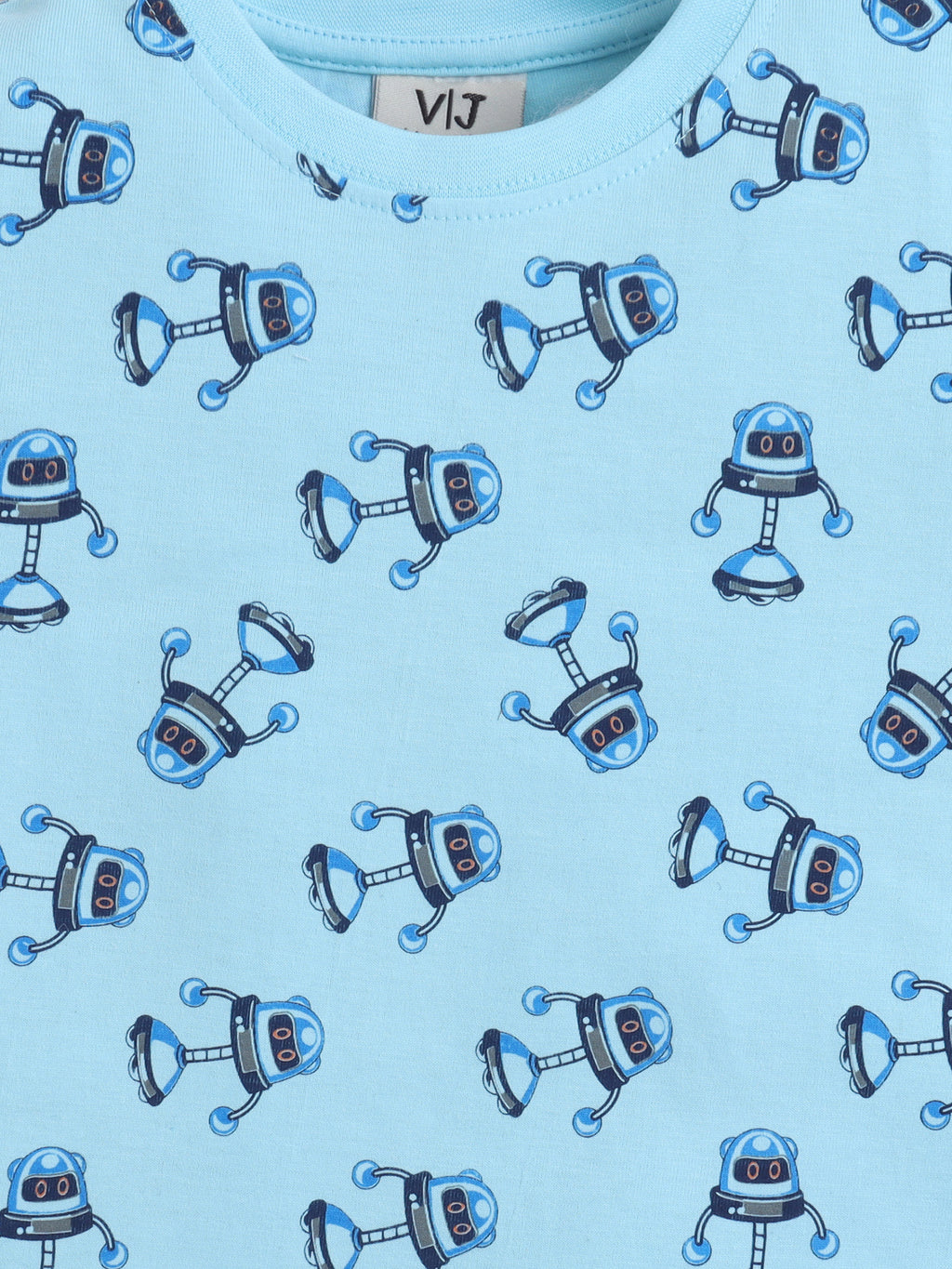 Boys Robot Print Cotton Pajama Set “ T-Shirt & Shorts Nightwear