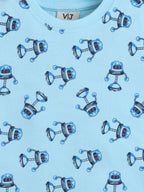 Boys Robot Print Cotton Pajama Set “ T-Shirt & Shorts Nightwear