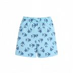 victor and jane boys light blue cotton shorts featuring a playful all-over robot print and an elasticated waistband