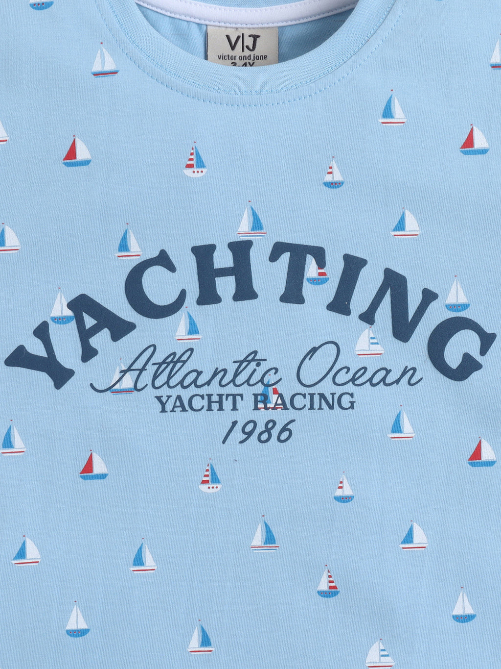 Boys Yachting Print Cotton Pajama Set “ T-Shirt & Shorts Nightwear