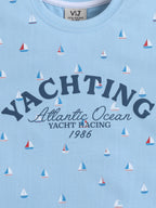 Boys Yachting Print Cotton Pajama Set “ T-Shirt & Shorts Nightwear