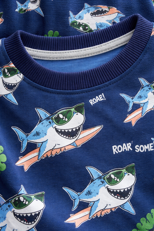 Boys’ Pajama Set “ Shark Print Cotton Nightwear (2-Piece Set)