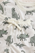 Boys Dinosaur Print Cotton Pajama Set “ T-Shirt & Shorts Nightwear