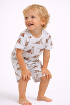 Boys Tiger Print Cotton Pajama Set “ T-Shirt & Shorts Nightwear