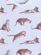 Boys Tiger Print Cotton Pajama Set “ T-Shirt & Shorts Nightwear