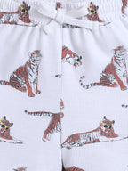 Boys Tiger Print Cotton Pajama Set “ T-Shirt & Shorts Nightwear