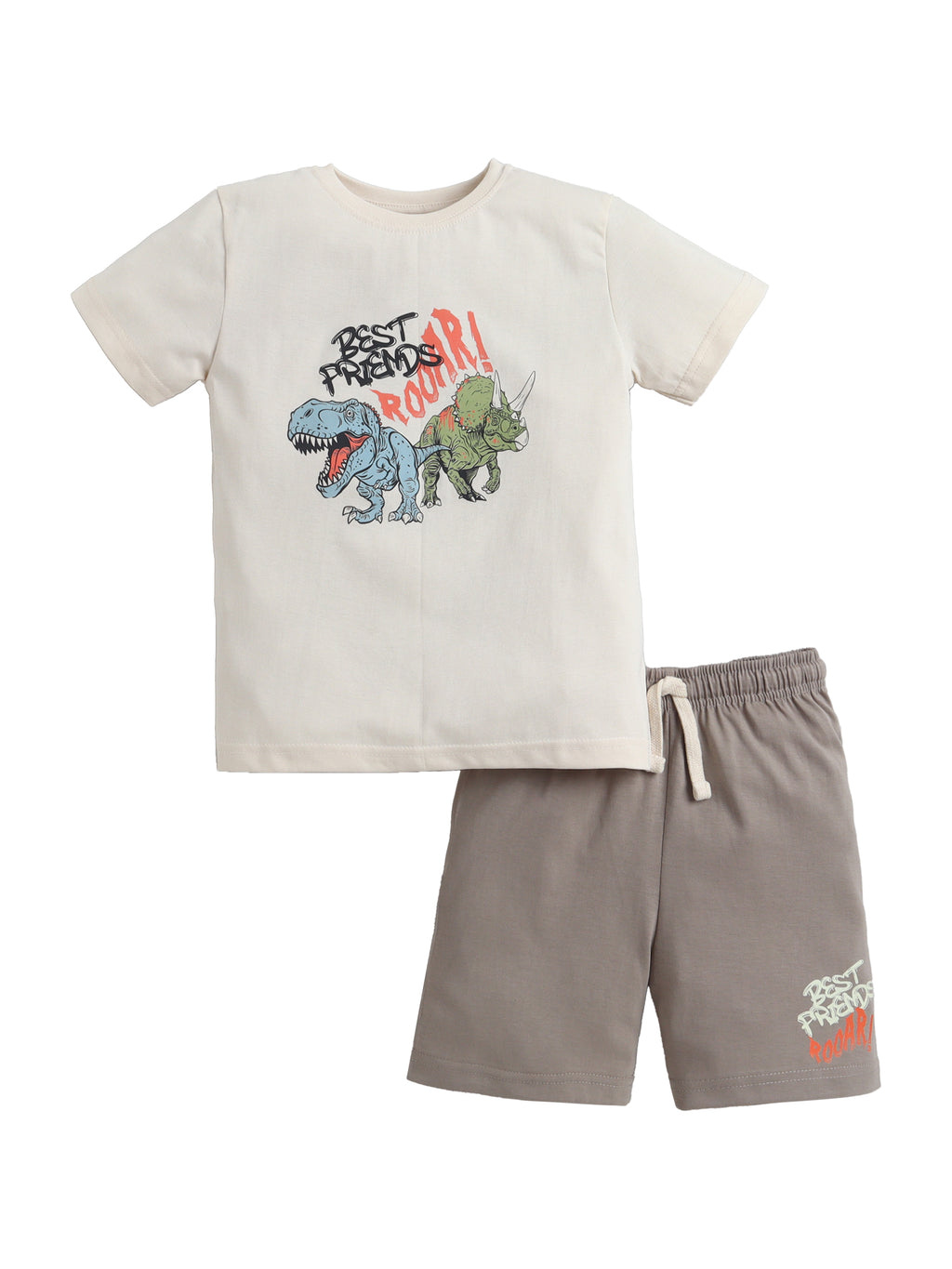 Boys Dinosaur Print Cotton Pajama Set “ T-Shirt & Shorts Nightwear