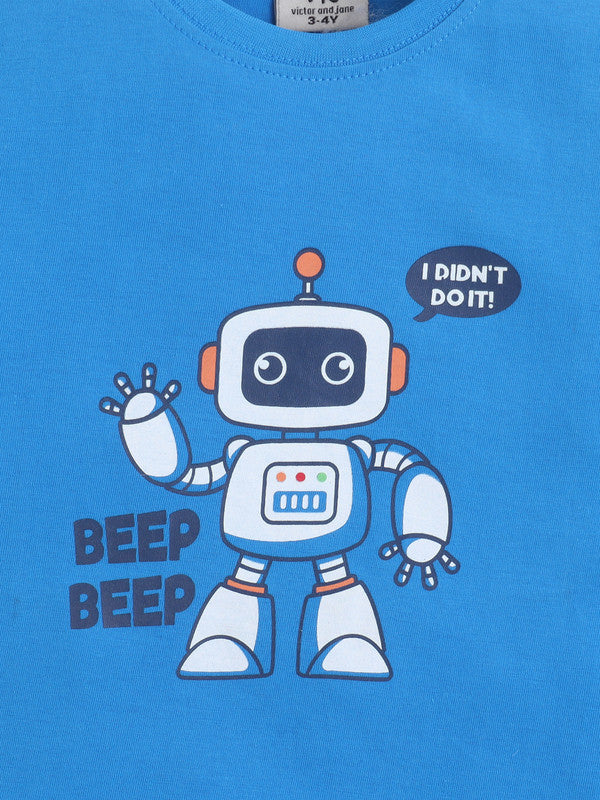 Boys Robot Graphic Cotton Pajama Set “ T-Shirt & Pajama Pants Nightwear