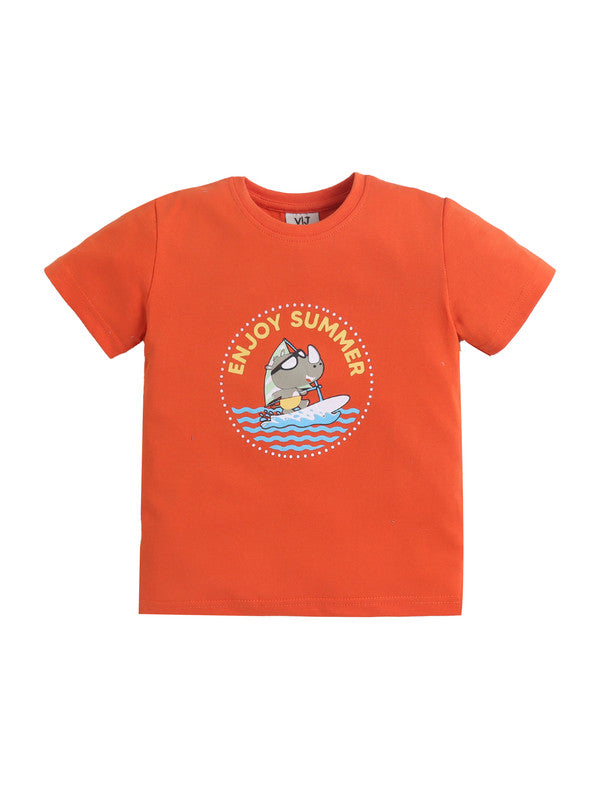 Boys Œenjoy Summer” Print Cotton Pajama Set “ T-Shirt & Pajama Pants Nightwear