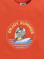 Boys Œenjoy Summer” Print Cotton Pajama Set “ T-Shirt & Pajama Pants Nightwear