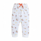 victor and jane white boys joggers featuring a colourful summer surf print with an orange drawstring waist