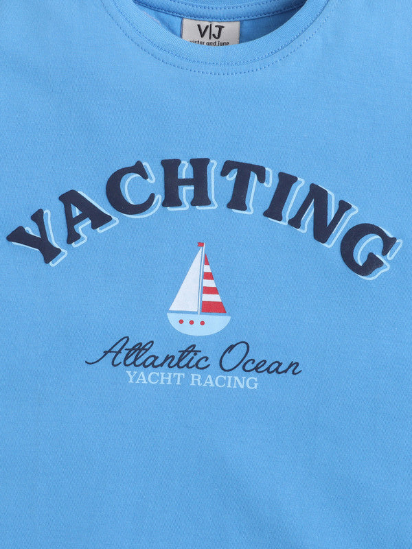 Boys Yachting Graphic Cotton Pajama Set “ T-Shirt & Pajama Pants Nightwear