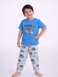 Boys Monster Truck Print Cotton Pajama Set “ T-Shirt & Full Pants Nightwear