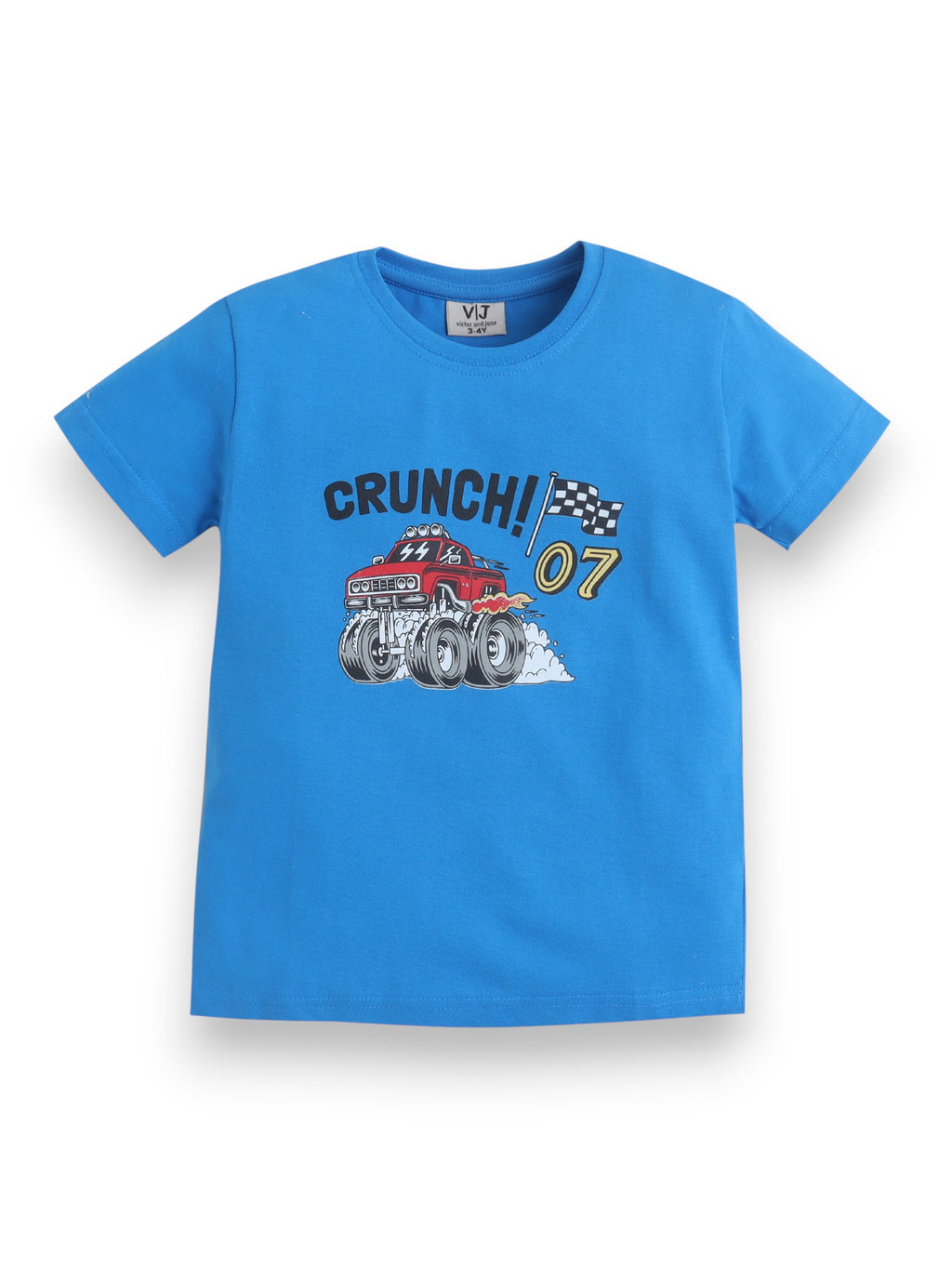 Boys Monster Truck Print Cotton Pajama Set “ T-Shirt & Full Pants Nightwear