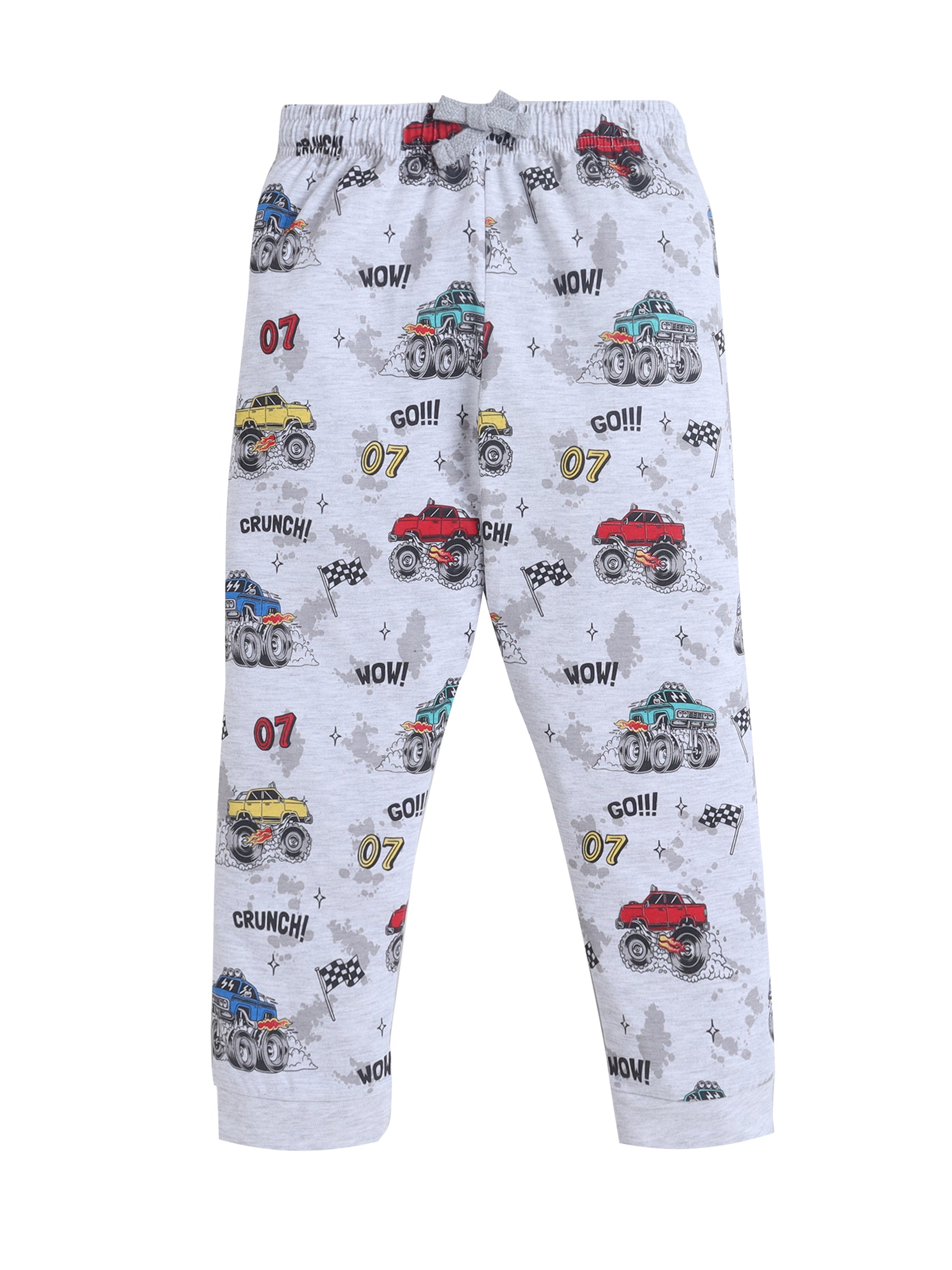 Boys Monster Truck Print Cotton Pajama Set “ T-Shirt & Full Pants Nightwear