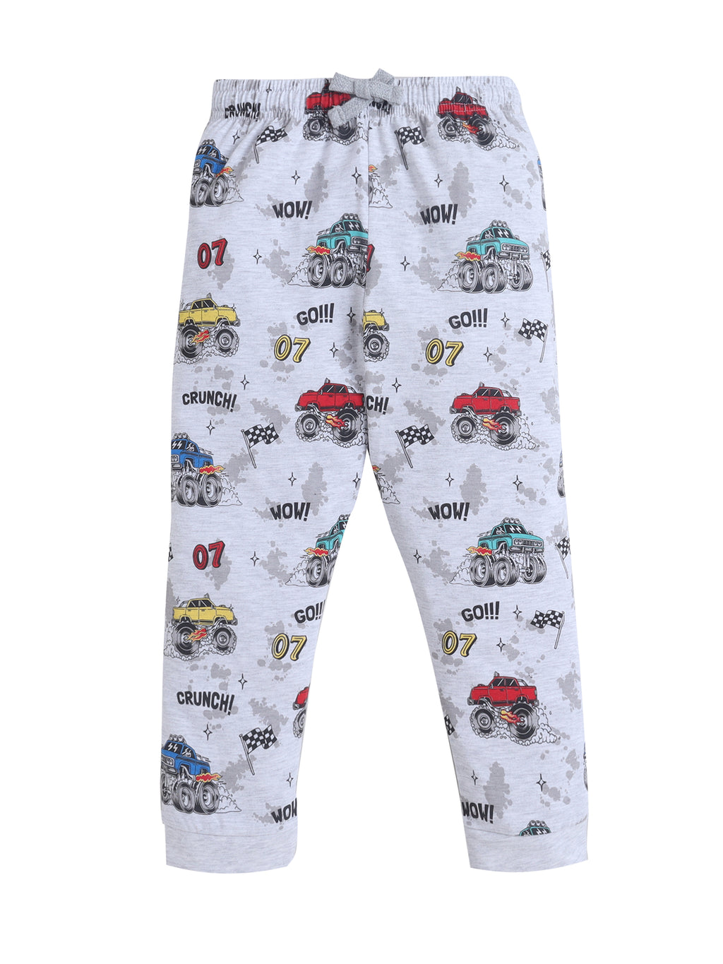 Boys Construction Print Cotton Pajama Set “ T-Shirt & Full Pants Nightwear
