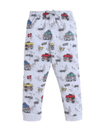 Boys Construction Print Cotton Pajama Set “ T-Shirt & Full Pants Nightwear