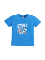 Boys Œsummer” Shark Print Cotton Pajama Set “ T-Shirt & Pajama Pants Nightwear