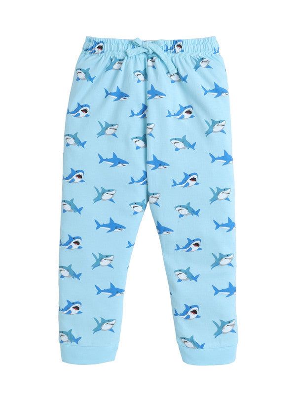 Boys Œsummer” Shark Print Cotton Pajama Set “ T-Shirt & Pajama Pants Nightwear