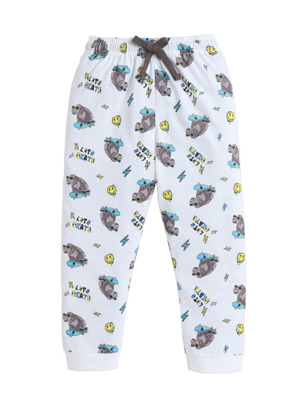 Boys Bear Skate Graphic Cotton Pajama Set “ T-Shirt & Pajama Pants Nightwear