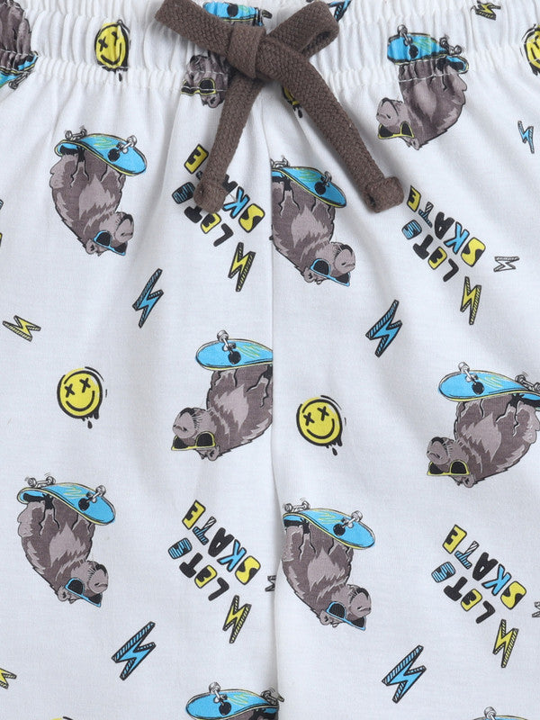 Boys Bear Skate Graphic Cotton Pajama Set “ T-Shirt & Pajama Pants Nightwear