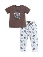 Boys Bear Skate Graphic Cotton Pajama Set “ T-Shirt & Pajama Pants Nightwear