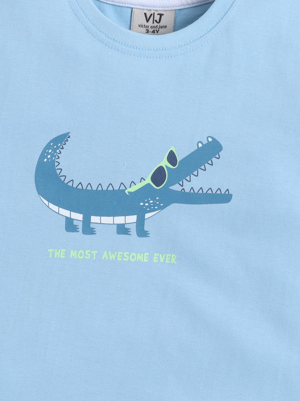 Boys’ Pajama Set “ Crocodile Print Cotton Nightwear (2-Piece Set)