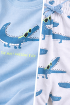 Boys’ Pajama Set “ Crocodile Print Cotton Nightwear (2-Piece Set)