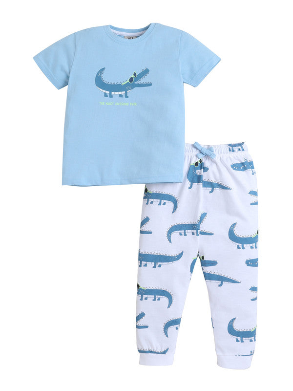 Boys’ Pajama Set “ Crocodile Print Cotton Nightwear (2-Piece Set)