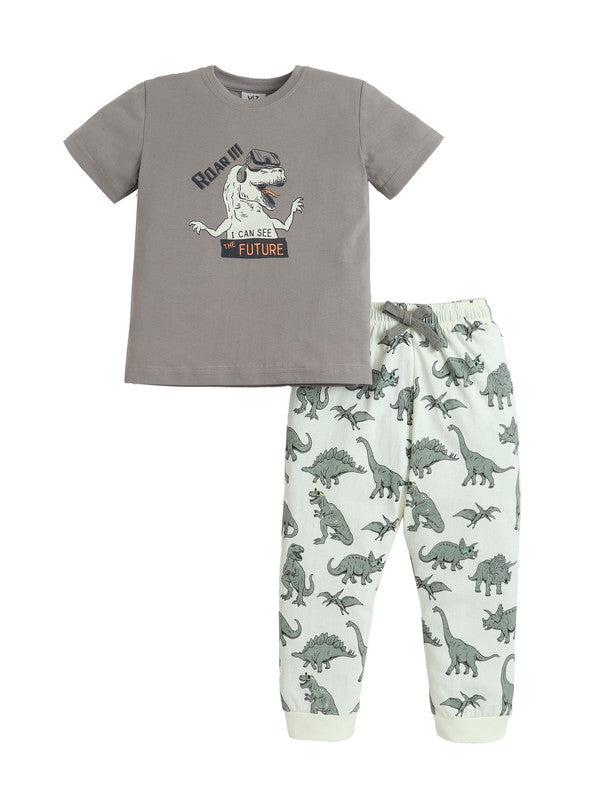 Boys’ Pajama Set “ Dino Graphic Cotton Nightwear (2-Piece Set)