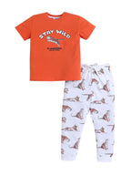 Boys’ Pajama Set “ Stay Wild Tiger Print Cotton Nightwear (2-Piece Set)