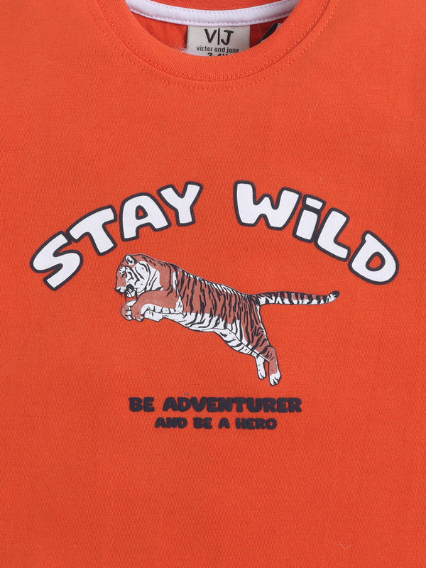 Boys’ Pajama Set “ Stay Wild Tiger Print Cotton Nightwear (2-Piece Set)