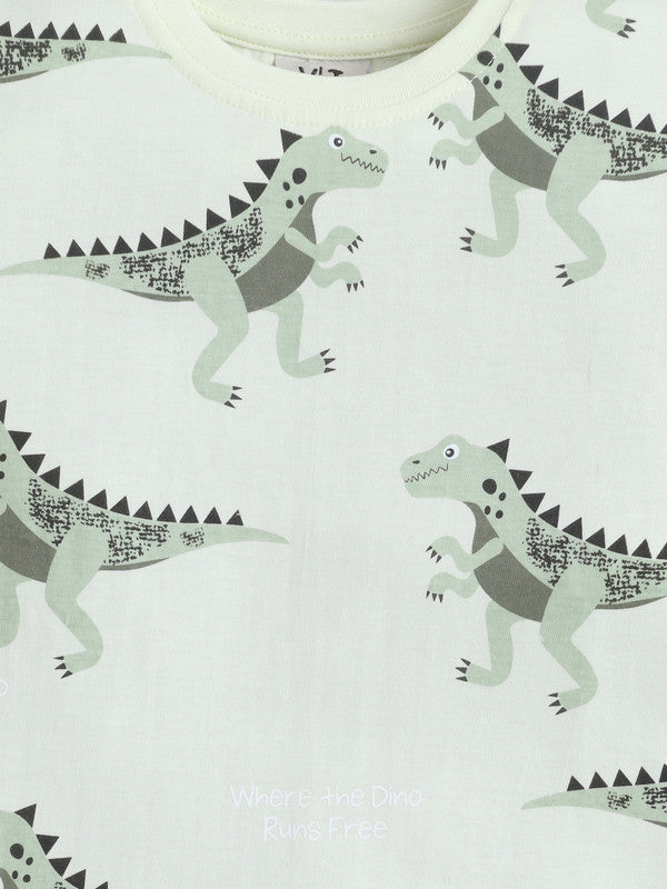Boys’ Pajama Set “ All-Over Dino Print Cotton Nightwear (2-Piece Set)
