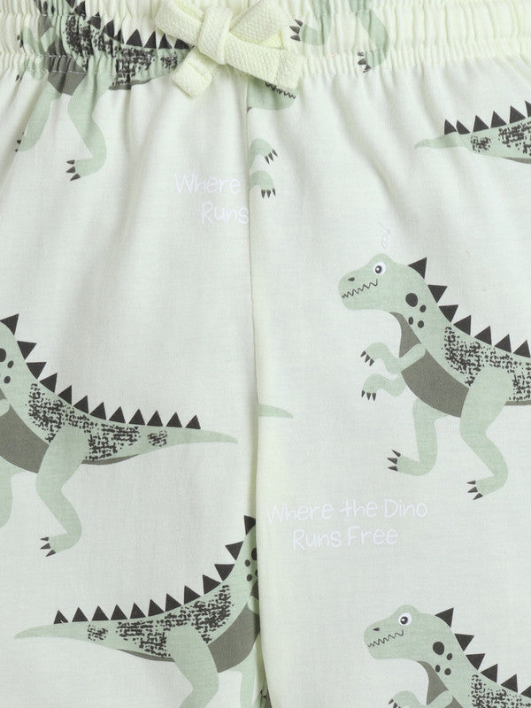 Boys’ Pajama Set “ All-Over Dino Print Cotton Nightwear (2-Piece Set)
