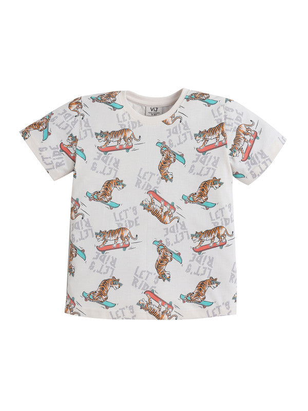 Boys’ Pajama Set “ Playful Animal Print Cotton Nightwear (2-Piece Set)