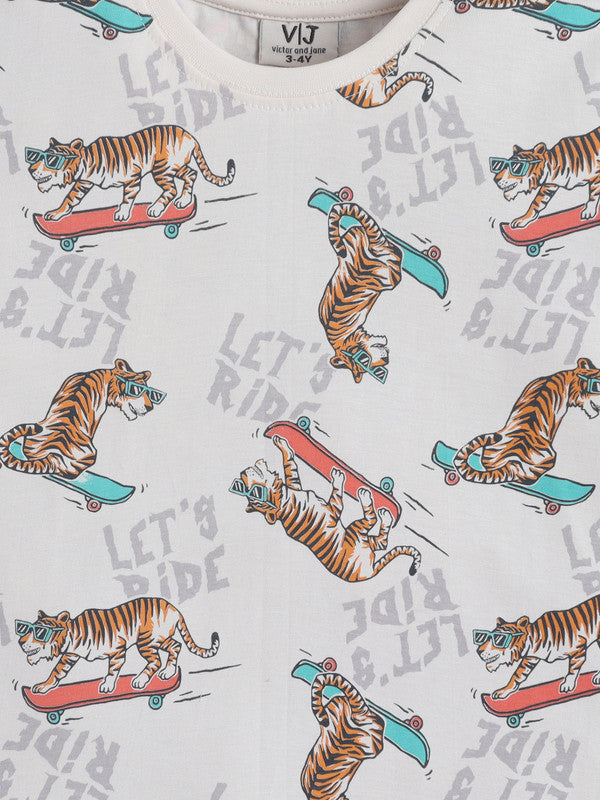 Boys’ Pajama Set “ Playful Animal Print Cotton Nightwear (2-Piece Set)