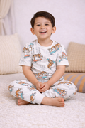 Boys’ Pajama Set “ Playful Animal Print Cotton Nightwear (2-Piece Set)