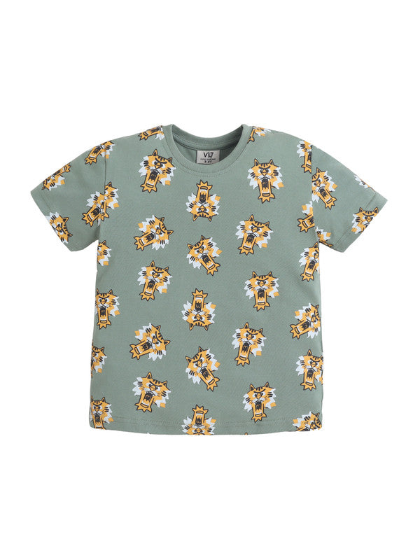 Boys’ Pajama Set “ All-Over Tiger Print Cotton Nightwear (2-Piece Set)