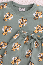 Boys’ Pajama Set “ All-Over Tiger Print Cotton Nightwear (2-Piece Set)